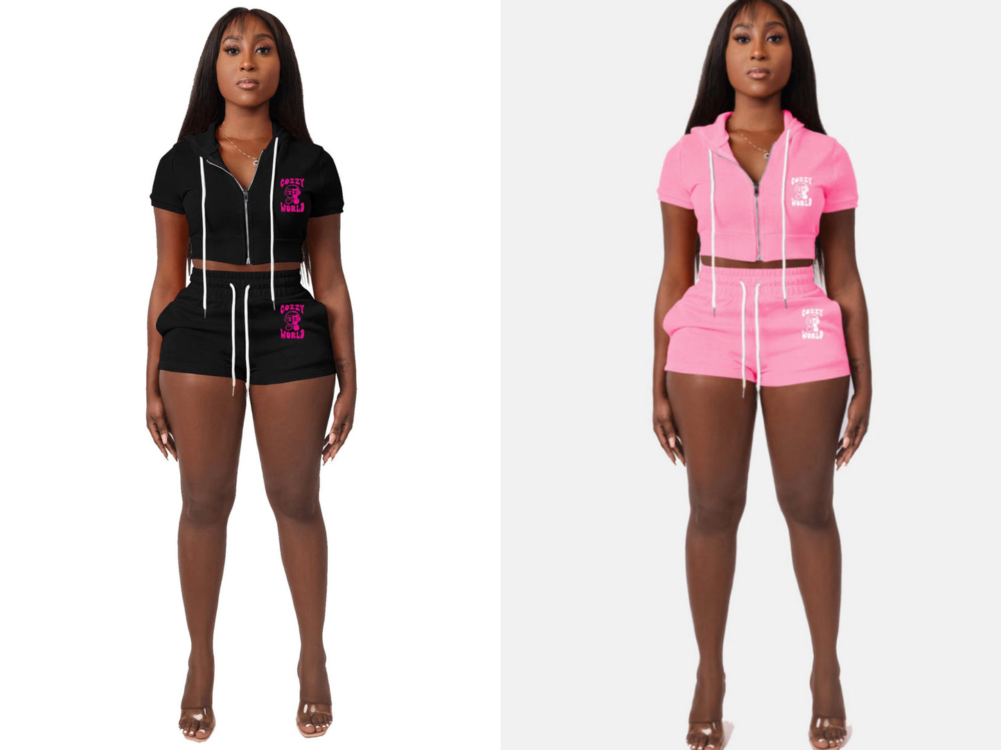 CoZzy Crop Top Hoodie Short Set